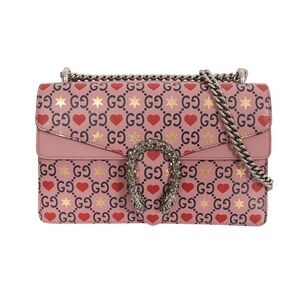 Gucci Dionysus Pink Red Heart Shape Small Leather Crossbody Bag